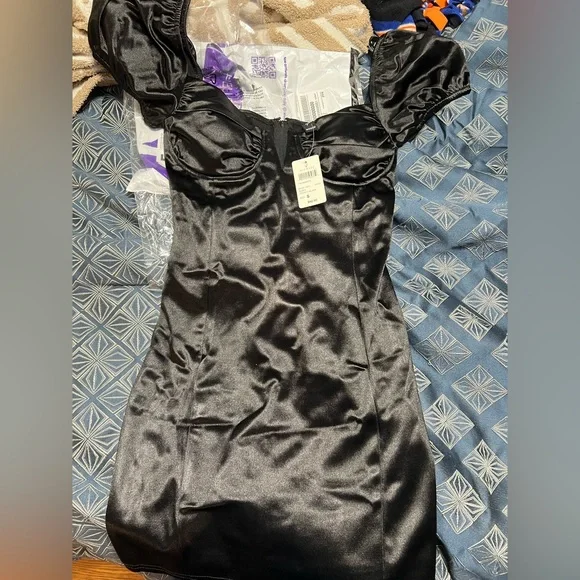 Dresses | Windsor Black Satin Dress | Poshmark